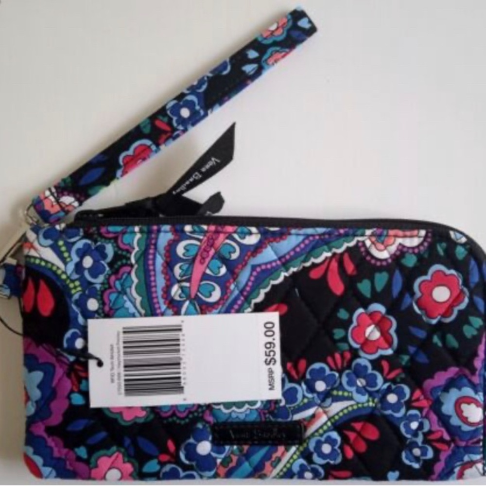 Vera Bradley RFID Tech Phone Wristlet Wallet Haymarket Quilted Paisley NWT